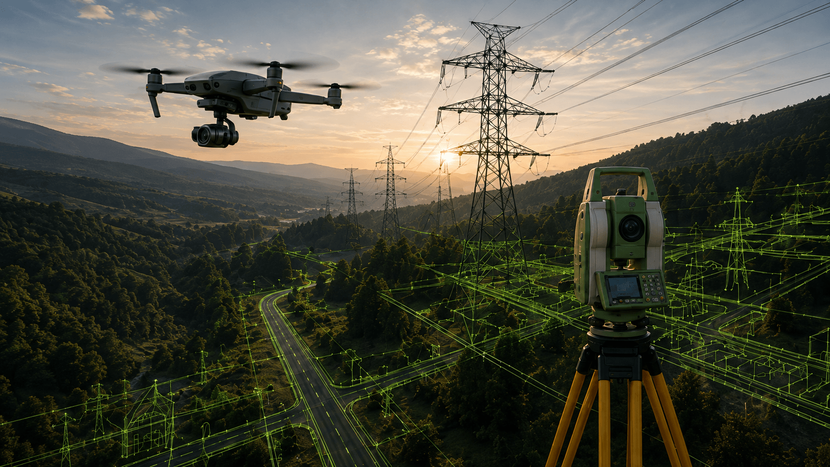 Dronové a geodetické mapovanie trasy VN vedenia GEOS Košice