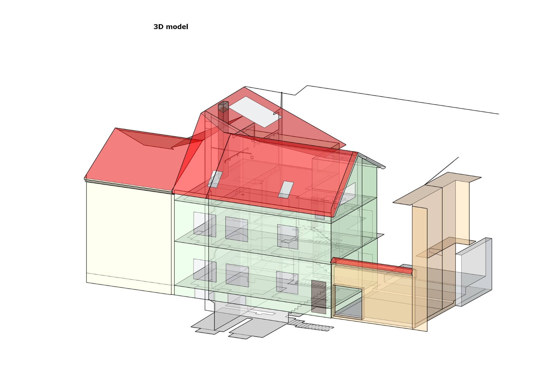 Farebný 3D model historickej budovy