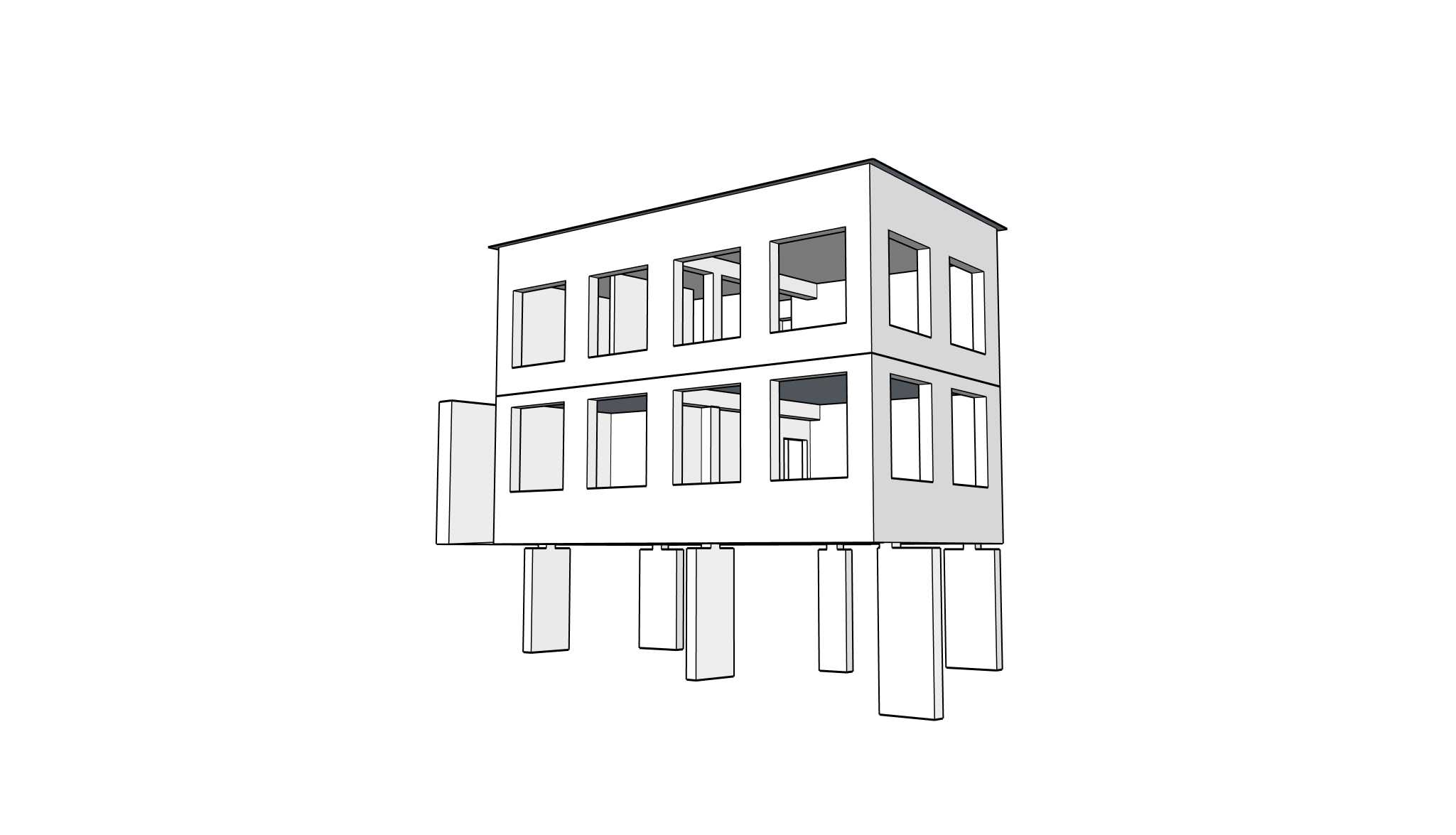 3D model prístavby k existujúcim budovám