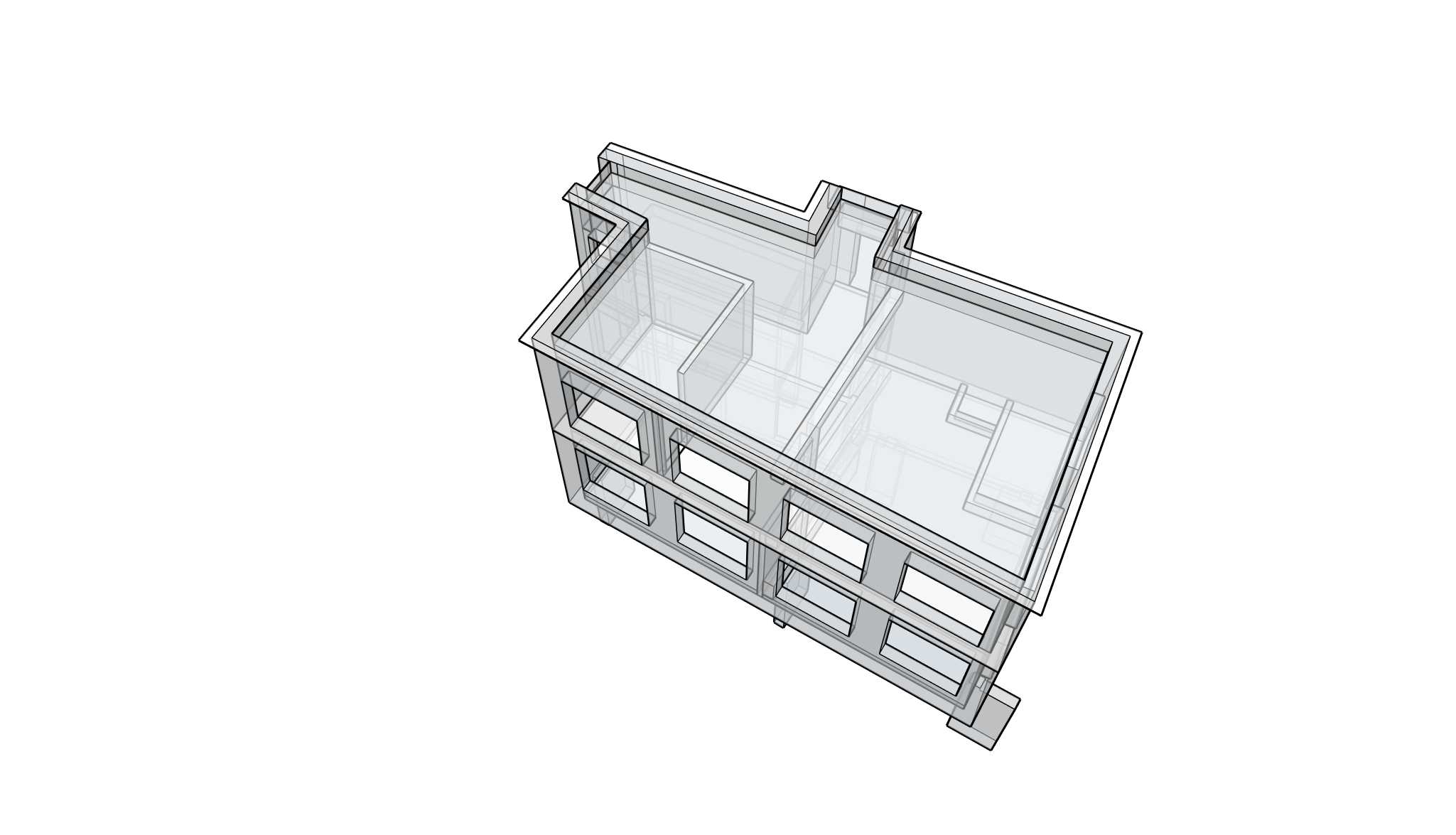 3D model prístavby z horného pohľadu