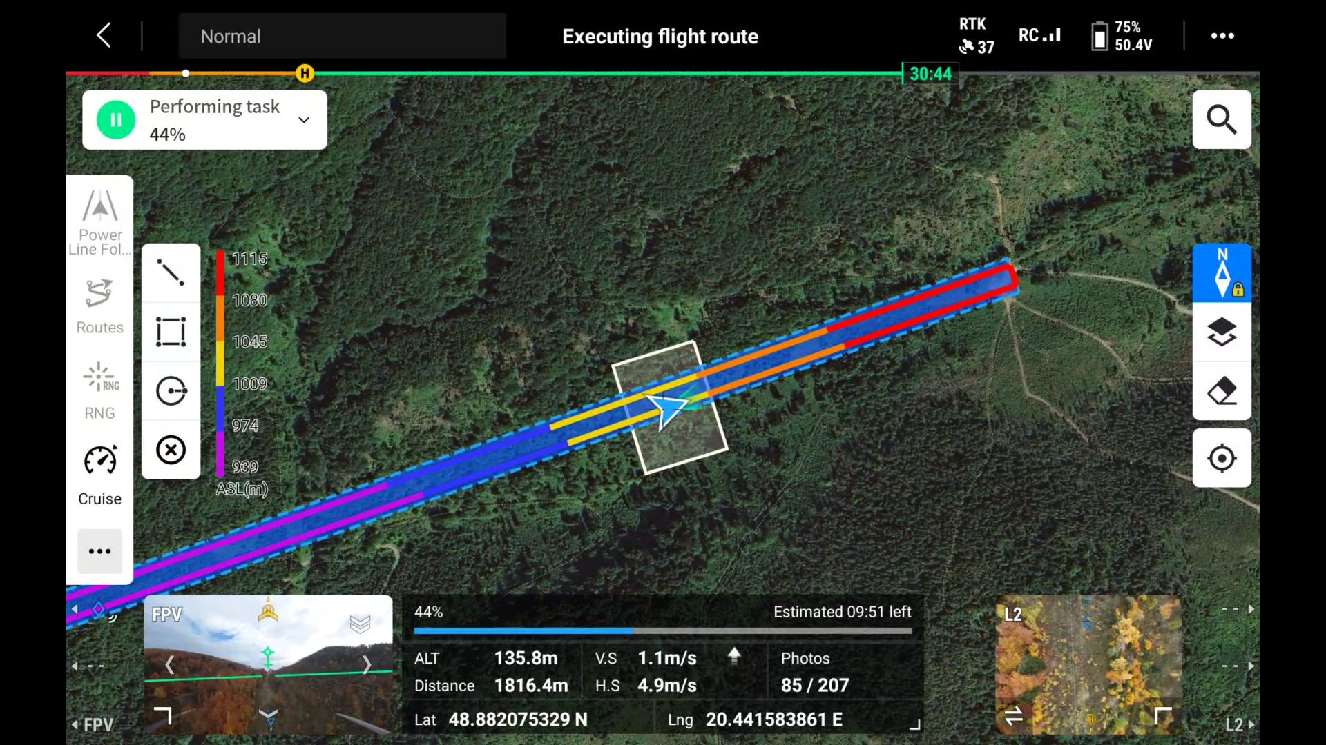 Naplánovaná trajektória dronovej misie